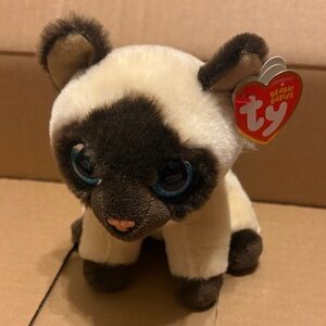 Ty Beanie Babies Plush Siamese Cat - Cream and Brown